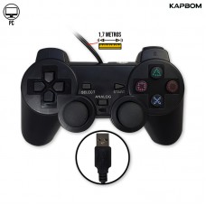 Controle para PC Joystick com Fio USB Dualshock KAP-2UY Kapbom - Preto